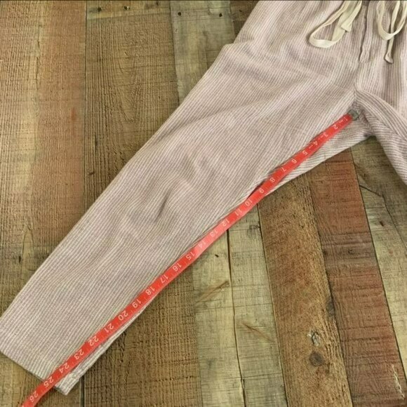 Free people seersucker blush pink and cream striped paper bag pants -2 - Picture 4 of 7